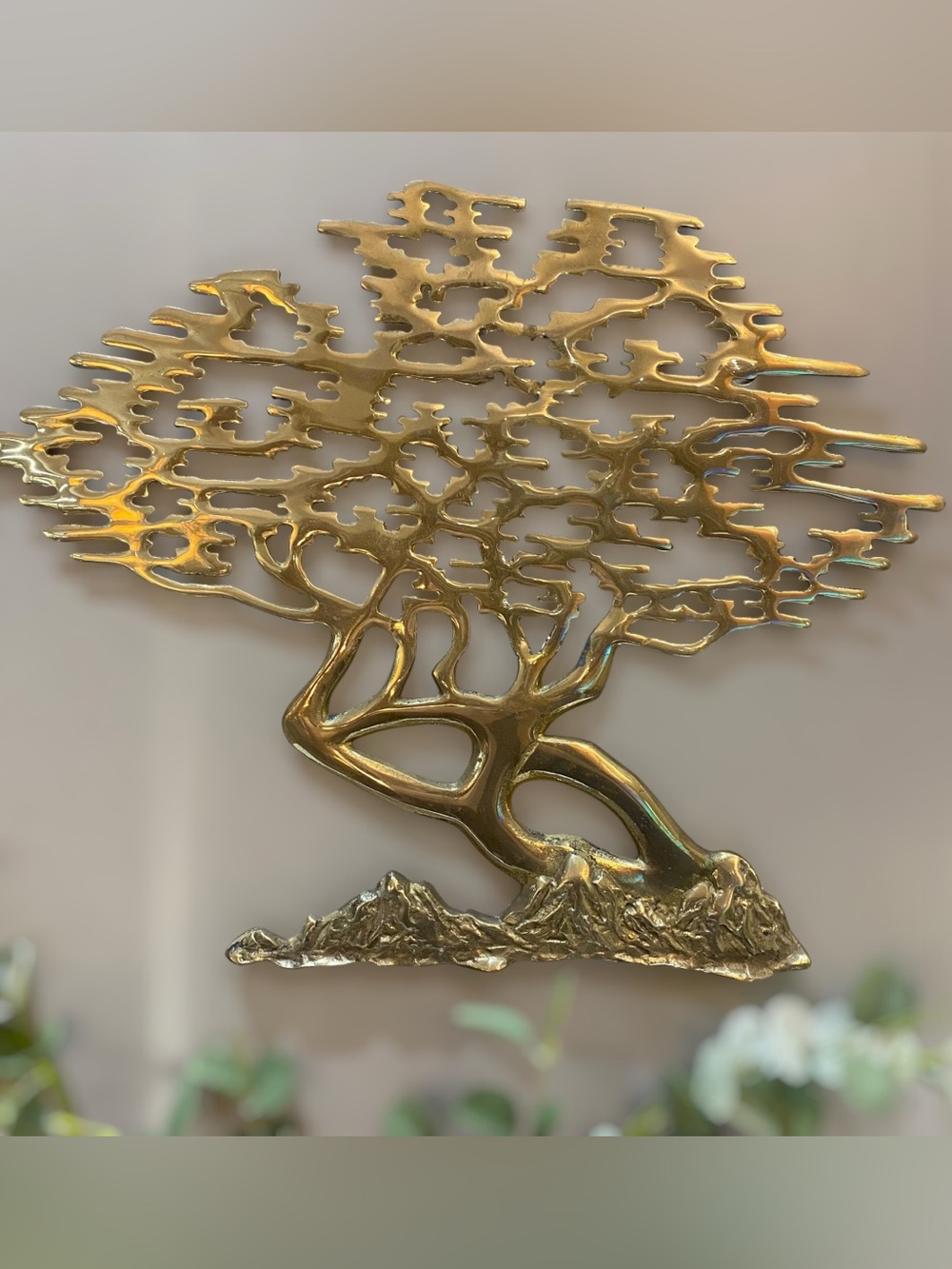 Vintage 20”x15” Solid Brass Bonsai Tree of Life Wall Art Sculpture MCM Gorgeous